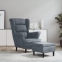 Sillón orejero y taburete de terciopelo gris oscuro en Sillones | Comprar online en Foru.es