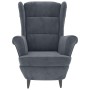 Sillón orejero y taburete de terciopelo gris oscuro en Sillones | Comprar online en Foru.es