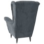 Sillón orejero y taburete de terciopelo gris oscuro en Sillones | Comprar online en Foru.es