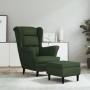 Sillón orejero y taburete de terciopelo verde oscuro en Sillones | Comprar online en Foru.es