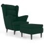 Sillón orejero y taburete de terciopelo verde oscuro en Sillones | Comprar online en Foru.es