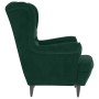 Sillón orejero y taburete de terciopelo verde oscuro en Sillones | Comprar online en Foru.es