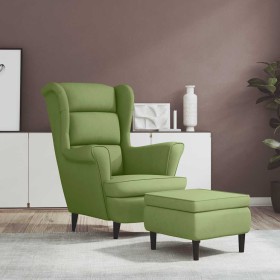 Sillón orejero y taburete de terciopelo verde claro en Sillones | Comprar online en Foru.es