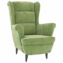 Sillón orejero y taburete de terciopelo verde claro en Sillones | Comprar online en Foru.es