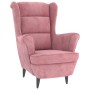 Sillón orejero y taburete de terciopelo rosa en Sillones | Comprar online en Foru.es