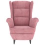 Sillón orejero y taburete de terciopelo rosa en Sillones | Comprar online en Foru.es