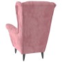 Sillón orejero y taburete de terciopelo rosa en Sillones | Comprar online en Foru.es