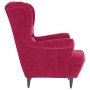 Sillón orejero y taburete de terciopelo rojo tinto en Sillones | Comprar online en Foru.es
