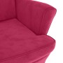 Sillón orejero y taburete de terciopelo rojo tinto en Sillones | Comprar online en Foru.es