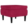 Sillón orejero y taburete de terciopelo rojo tinto en Sillones | Comprar online en Foru.es