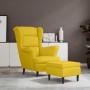 Sillón orejero con taburete terciopelo amarillo mostaza en Sillones | Comprar online en Foru.es