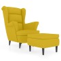 Sillón orejero con taburete terciopelo amarillo mostaza en Sillones | Comprar online en Foru.es
