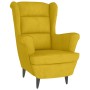 Sillón orejero con taburete terciopelo amarillo mostaza en Sillones | Comprar online en Foru.es