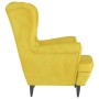 Sillón orejero con taburete terciopelo amarillo mostaza en Sillones | Comprar online en Foru.es