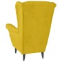 Sillón orejero con taburete terciopelo amarillo mostaza en Sillones | Comprar online en Foru.es