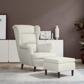 Sillón orejero y taburete de terciopelo crema en Sillones | Comprar online en Foru.es
