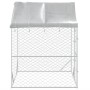 Perrera de exterior con toldo acero galvanizado plata 2x2x2,5 m de vidaXL, Casetas y cercados para perros - Ref: Foro24-15367...