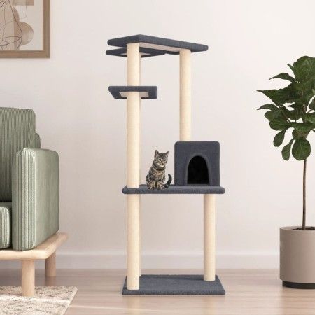 Rascador para gatos con postes de sisal gris oscuro 123 cm de vidaXL, Mobiliario para gatos - Ref: Foro24-171785, Precio: 45,...