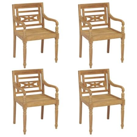 Sillas Batavia 4 unidades madera maciza de teca de vidaXL, Sillas de jardín - Ref: Foro24-3073292, Precio: 472,98 €, Descuent...