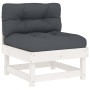 Juego de muebles jardín 5 piezas y cojines madera maciza blanco de vidaXL, Conjuntos de jardín - Ref: Foro24-3185788, Precio:...