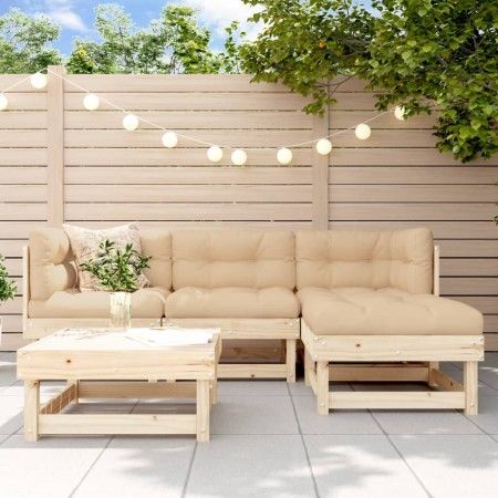 Juego de muebles de jardín 5 piezas y cojines madera maciza de vidaXL, Conjuntos de jardín - Ref: Foro24-3185787, Precio: 369...