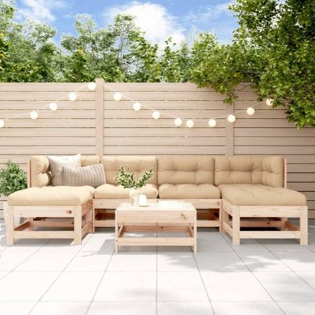 Juego de muebles de jardín 7 piezas y cojines madera maciza de vidaXL, Conjuntos de jardín - Ref: Foro24-3185927, Precio: 494...