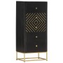 Cajonera de madera maciza de mango negro y dorado 45x30x105 cm de vidaXL, Taquillas y armarios de almacenamiento - Ref: Foro2...