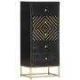 Cajonera de madera maciza de mango negro y dorado 45x30x105 cm de vidaXL, Taquillas y armarios de almacenamiento - Ref: Foro2...