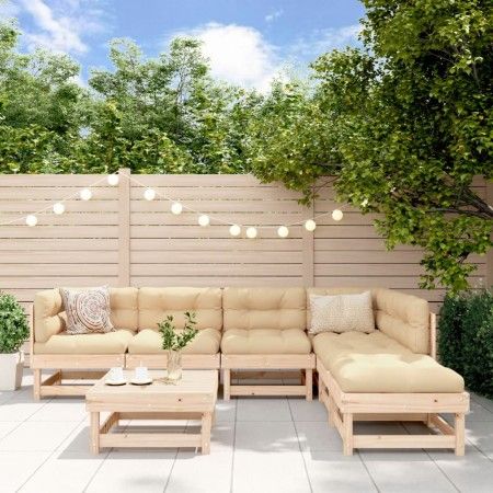 Juego de muebles de jardín 7 piezas y cojines madera maciza de vidaXL, Conjuntos de jardín - Ref: Foro24-3185955, Precio: 515...