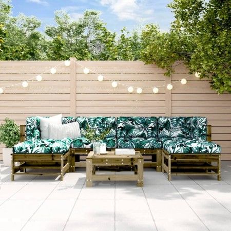 Juego de muebles jardín 7 pzas y cojines madera pino impregnada de vidaXL, Conjuntos de jardín - Ref: Foro24-3185954, Precio:...