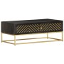 Mesa de centro madera maciza de mango negro y dorado 90x50x35cm de vidaXL, Mesas de centro - Ref: Foro24-286515, Precio: 269,...