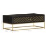 Mesa de centro madera maciza de mango negro y dorado 90x50x35cm de vidaXL, Mesas de centro - Ref: Foro24-286515, Precio: 269,...