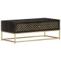 Mesa de centro madera maciza de mango negro y dorado 90x50x35cm de vidaXL, Mesas de centro - Ref: Foro24-286515, Precio: 269,...