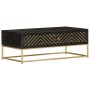 Mesa de centro madera maciza de mango negro y dorado 90x50x35cm de vidaXL, Mesas de centro - Ref: Foro24-286515, Precio: 269,...