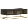 Mesa de centro madera maciza de mango negro y dorado 90x50x35cm de vidaXL, Mesas de centro - Ref: Foro24-286515, Precio: 269,...