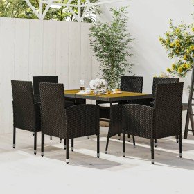 Juego de comedor de jardín 7 piezas ratán sintético negro en Conjuntos de jardín | Comprar online en Foru.es