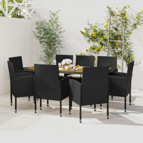 Juego de comedor de jardín 9 piezas ratán sintético negro en Conjuntos de jardín | Comprar online en Foru.es