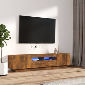 Set de muebles TV con LEDS 2 pzas contrachapada roble ahumado en Muebles TV | Comprar online en Foru.es