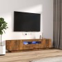 Set de muebles TV con LEDS 2 pzas contrachapada roble ahumado en Muebles TV | Comprar online en Foru.es