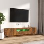 Set de muebles TV con LEDS 2 pzas contrachapada roble ahumado en Muebles TV | Comprar online en Foru.es