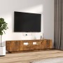 Set de muebles TV con LEDS 2 pzas contrachapada roble ahumado en Muebles TV | Comprar online en Foru.es