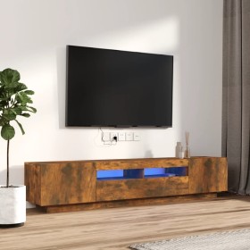 Set de muebles TV con LEDS 2 pzas contrachapada roble ahumado en Muebles TV | Comprar online en Foru.es