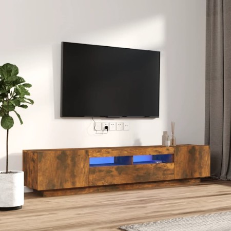 Set de muebles TV con LEDS 2 pzas contrachapada roble ahumado en Muebles TV | Comprar online en Foru.es