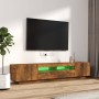 Set de muebles TV con LEDS 2 pzas contrachapada roble ahumado en Muebles TV | Comprar online en Foru.es