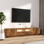 Set de muebles TV con LEDS 2 pzas contrachapada roble ahumado en Muebles TV | Comprar online en Foru.es