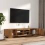 Set de muebles TV con LEDS 2 pzas contrachapada roble ahumado en Muebles TV | Comprar online en Foru.es