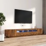Set de muebles TV con LEDS 3 pzas contrachapada roble ahumado en Muebles TV | Comprar online en Foru.es