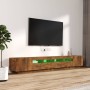 Set de muebles TV con LEDS 3 pzas contrachapada roble ahumado en Muebles TV | Comprar online en Foru.es