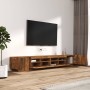 Set de muebles TV con LEDS 3 pzas contrachapada roble ahumado en Muebles TV | Comprar online en Foru.es