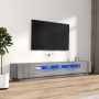 Set muebles TV con LEDs 3 pzas madera contrachapada gris Sonoma en Muebles TV | Comprar online en Foru.es